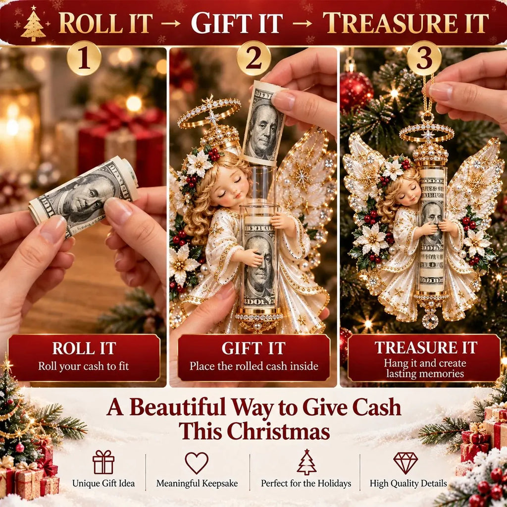 ⏰ LAST DAY 50% OFF! 👼💵 3D Angel Christmas Cash Gift Ornament – Holiday Money Holder Keepsake ✨