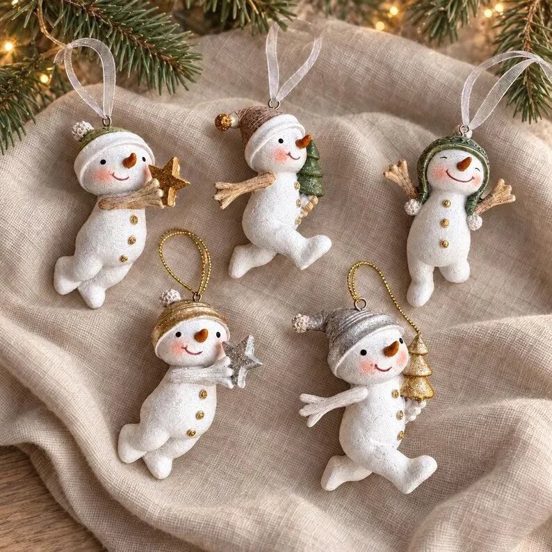 🎁 LIMITED TIME 50% OFF – ☃️ 5 Cute Snowman Christmas Ornaments
