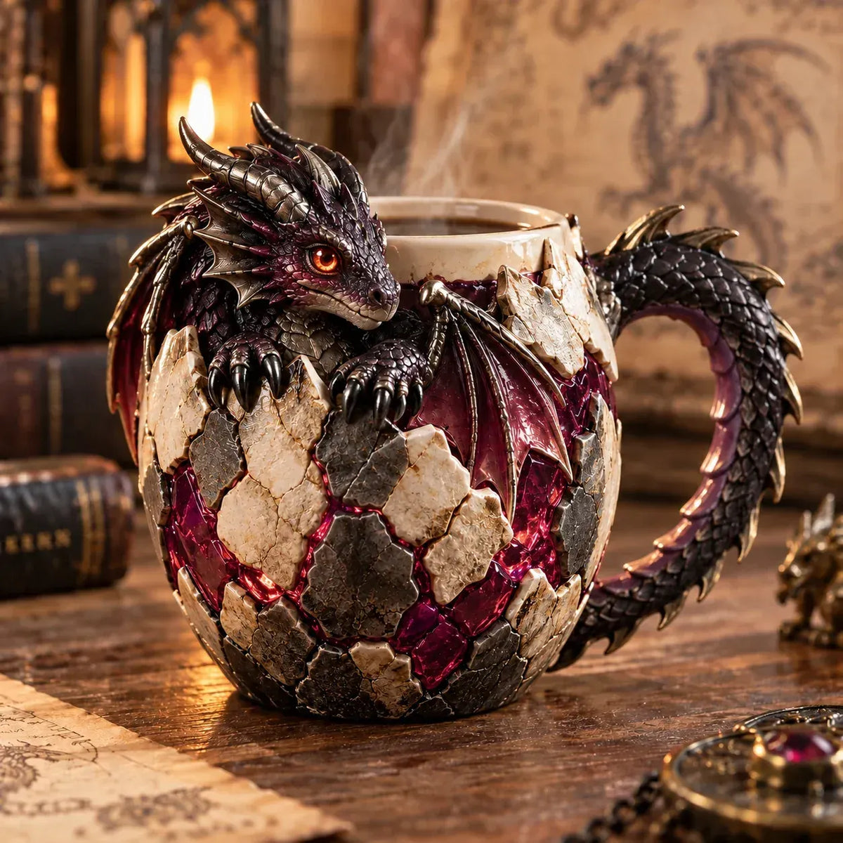 ⏳ Last Day 49% OFF – 🐉 Dragonbound Realms Sculpted Dragon Mug Collection | 6 Fantasy Realm Designs with Raised 3D Dragon Details ☕
