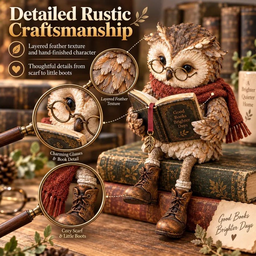 🎅 2026 Christmas Gift 50% Off--✨🦉Reading Owl Figurine📖📚️