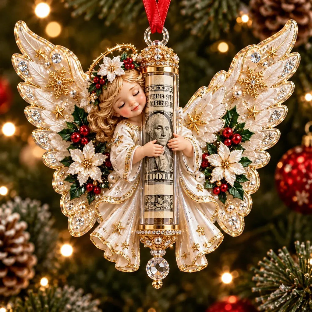⏰ LAST DAY 50% OFF! 👼💵 3D Angel Christmas Cash Gift Ornament – Holiday Money Holder Keepsake ✨