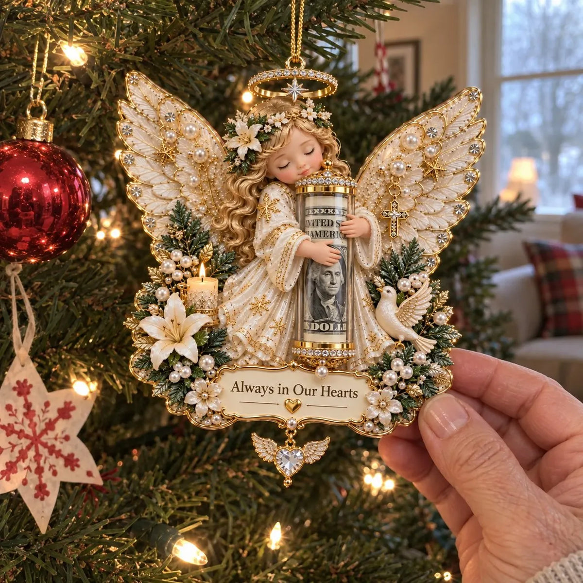 ⏰ LAST DAY 50% OFF! 👼💵 3D Angel Christmas Cash Gift Ornament – Holiday Money Holder Keepsake ✨