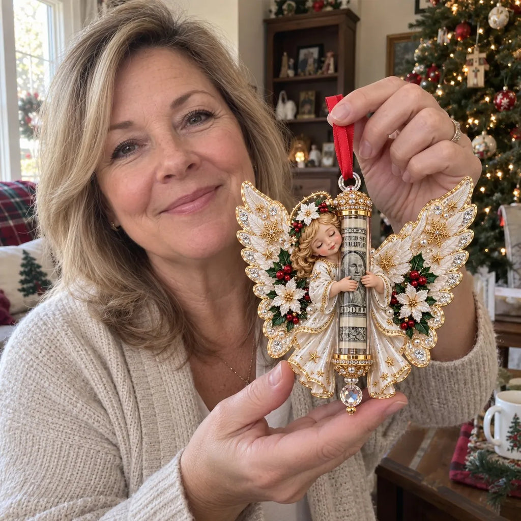 ⏰ LAST DAY 50% OFF! 👼💵 3D Angel Christmas Cash Gift Ornament – Holiday Money Holder Keepsake ✨