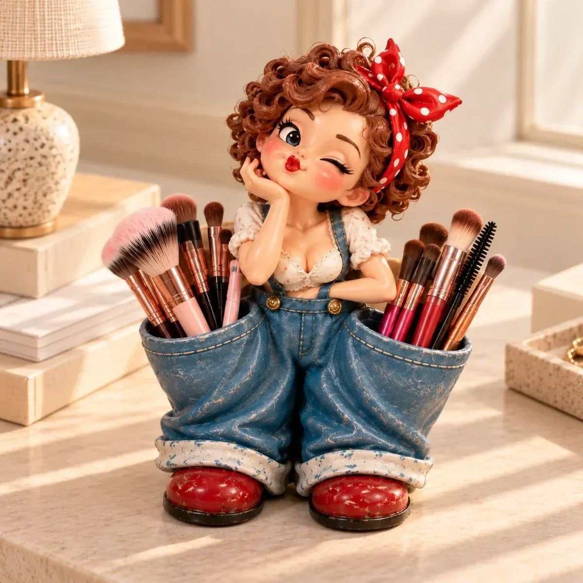 💕Little Miss Pockets – Cute Vintage Girl Organizer with Denim Storage Pockets