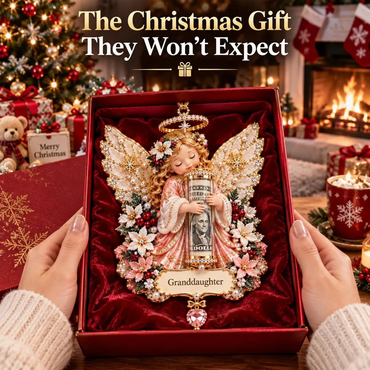 ⏰ LAST DAY 50% OFF! 👼💵 3D Angel Christmas Cash Gift Ornament – Holiday Money Holder Keepsake ✨