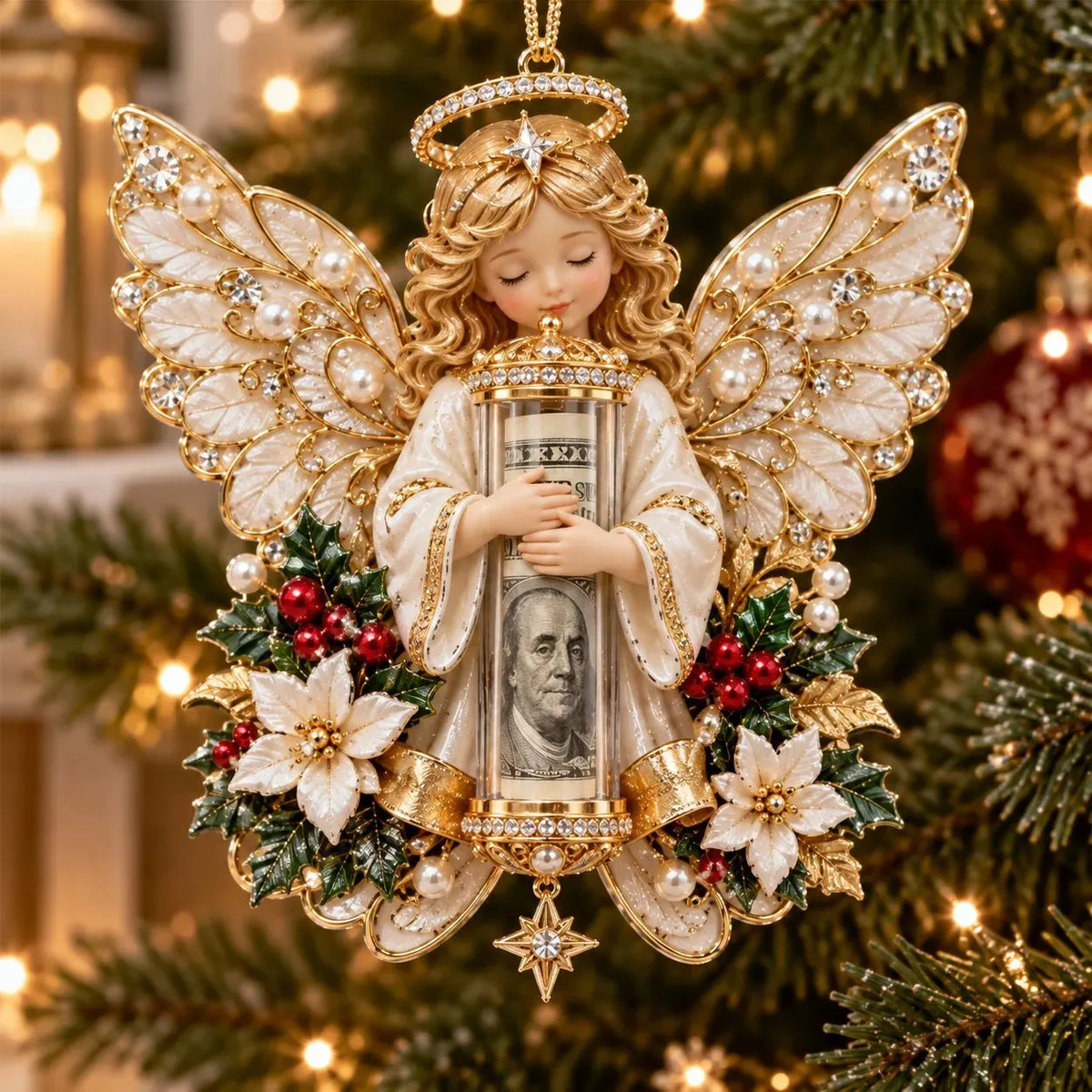 ⏰ LAST DAY 50% OFF! 👼💵 3D Angel Christmas Cash Gift Ornament – Holiday Money Holder Keepsake ✨