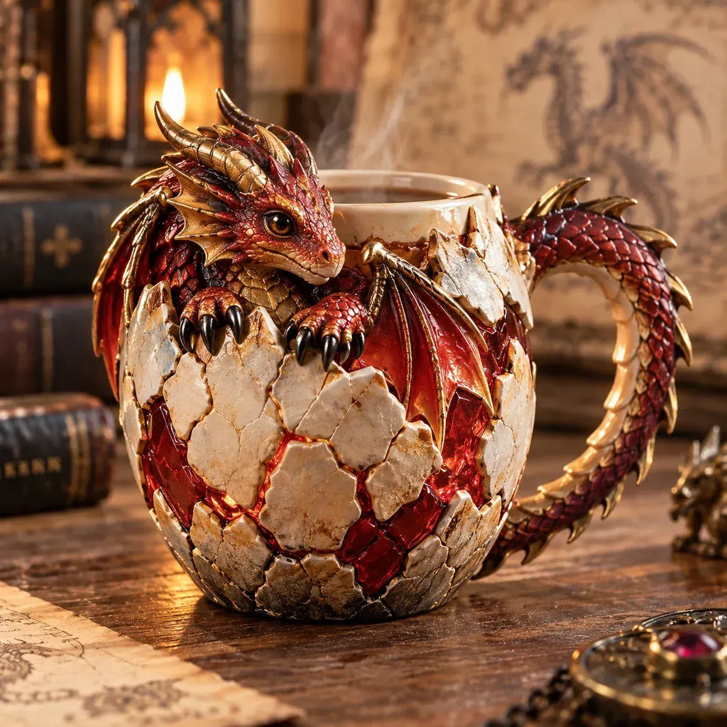 ⏳ Last Day 49% OFF – 🐉 Dragonbound Realms Sculpted Dragon Mug Collection | 6 Fantasy Realm Designs with Raised 3D Dragon Details ☕