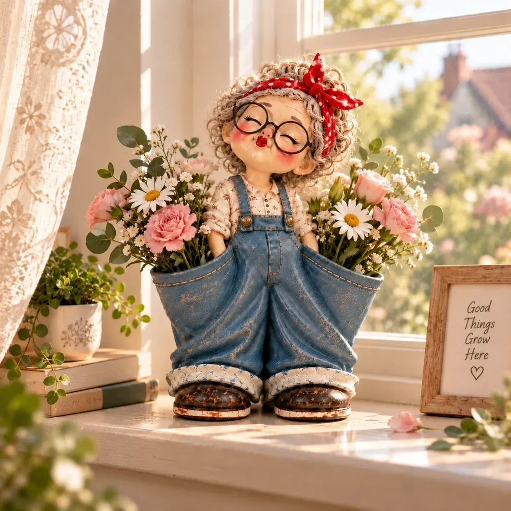 💕Little Miss Pockets – Cute Vintage Girl Organizer with Denim Storage Pockets
