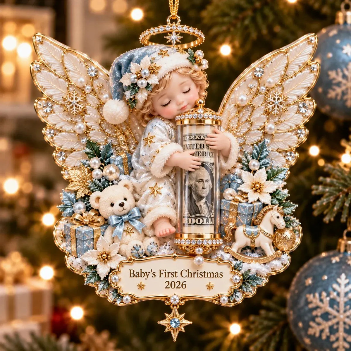 ⏰ LAST DAY 50% OFF! 👼💵 3D Angel Christmas Cash Gift Ornament – Holiday Money Holder Keepsake ✨