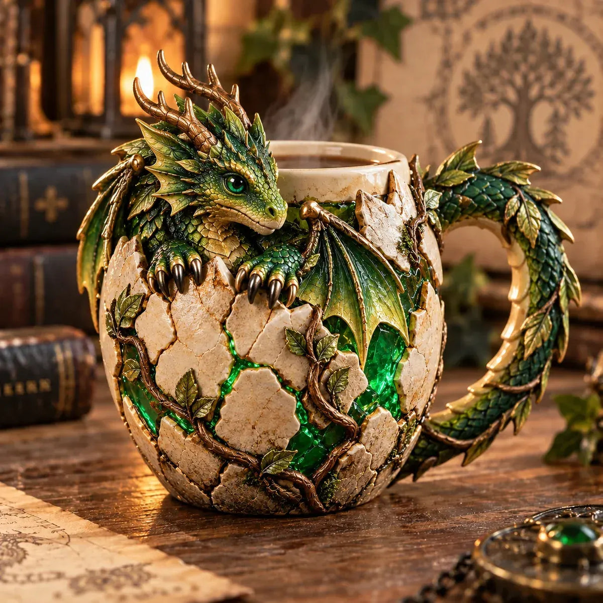 ⏳ Last Day 49% OFF – 🐉 Dragonbound Realms Sculpted Dragon Mug Collection | 6 Fantasy Realm Designs with Raised 3D Dragon Details ☕