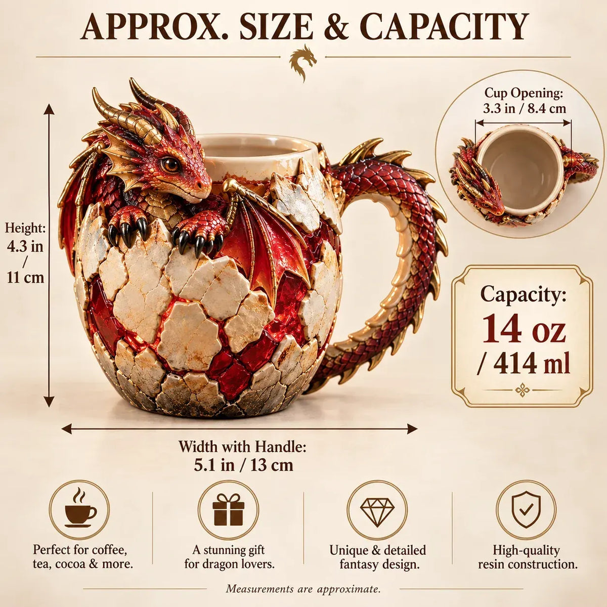 ⏳ Last Day 49% OFF – 🐉 Dragonbound Realms Sculpted Dragon Mug Collection | 6 Fantasy Realm Designs with Raised 3D Dragon Details ☕