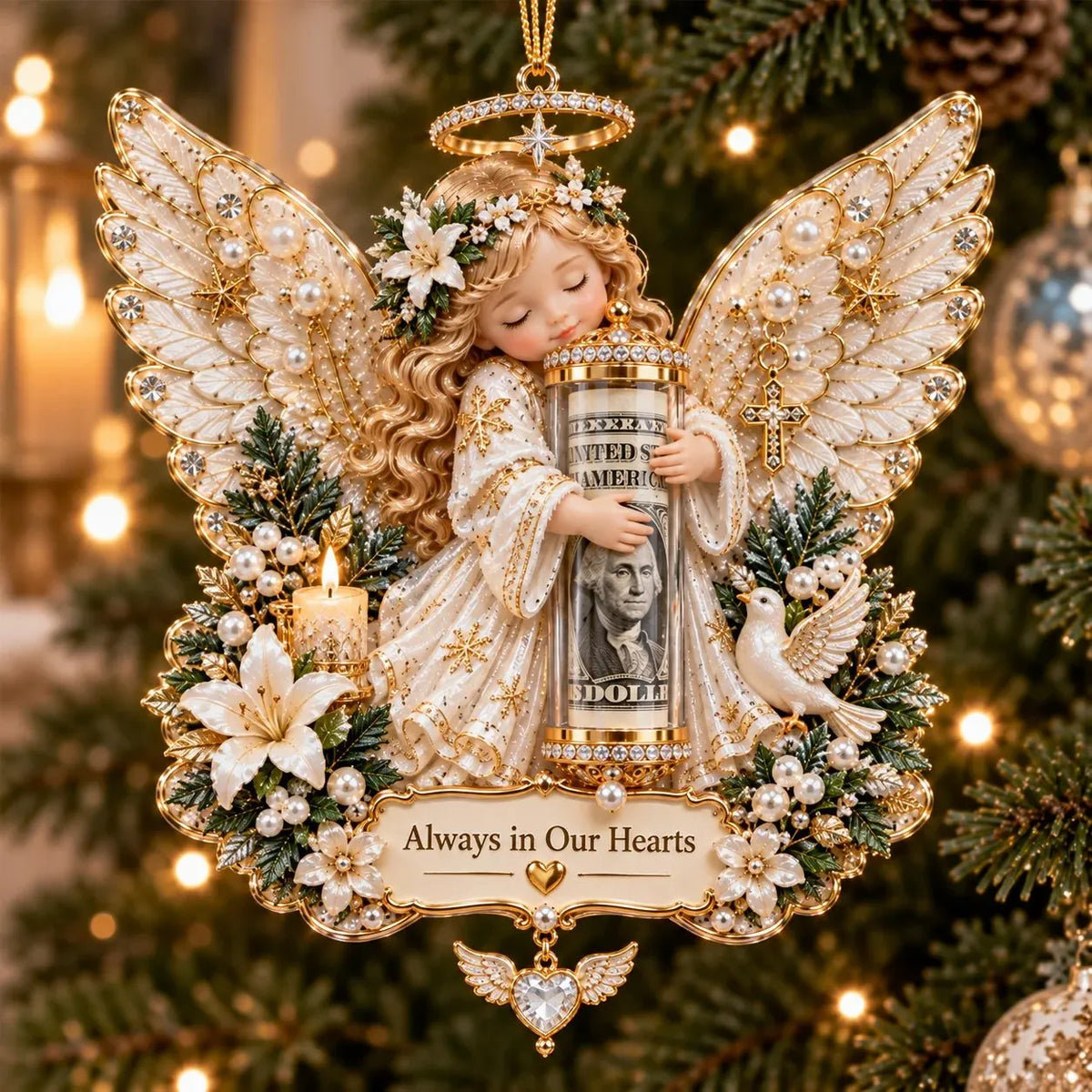 ⏰ LAST DAY 50% OFF! 👼💵 3D Angel Christmas Cash Gift Ornament – Holiday Money Holder Keepsake ✨
