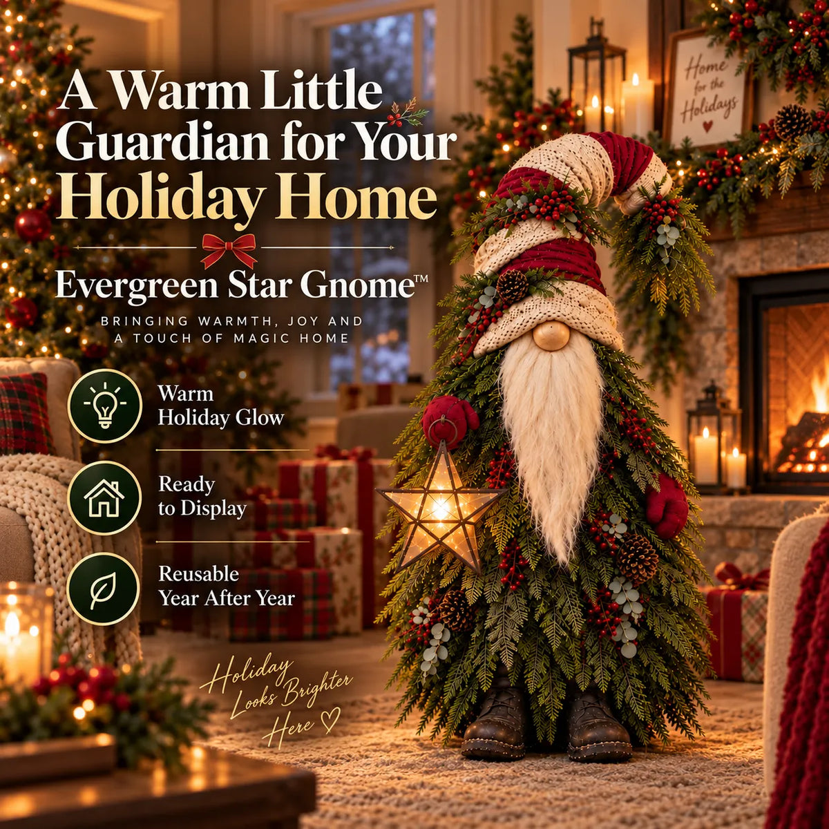Evergreen Star Gnome Lighted Christmas Woodland Decor