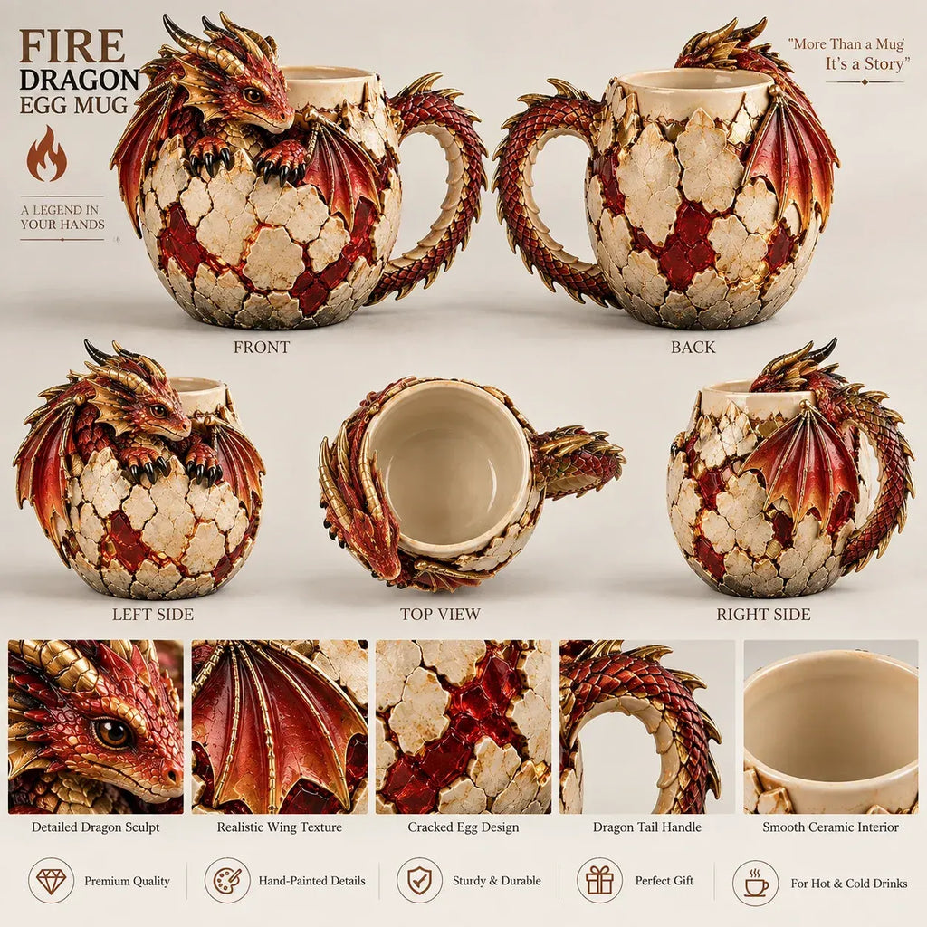 ⏳ Last Day 49% OFF – 🐉 Dragonbound Realms Sculpted Dragon Mug Collection | 6 Fantasy Realm Designs with Raised 3D Dragon Details ☕