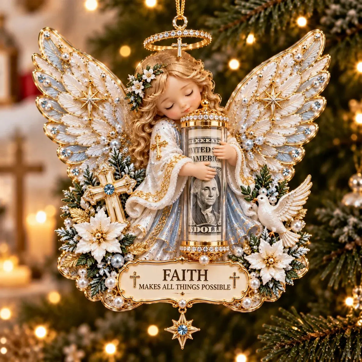 ⏰ LAST DAY 50% OFF! 👼💵 3D Angel Christmas Cash Gift Ornament – Holiday Money Holder Keepsake ✨