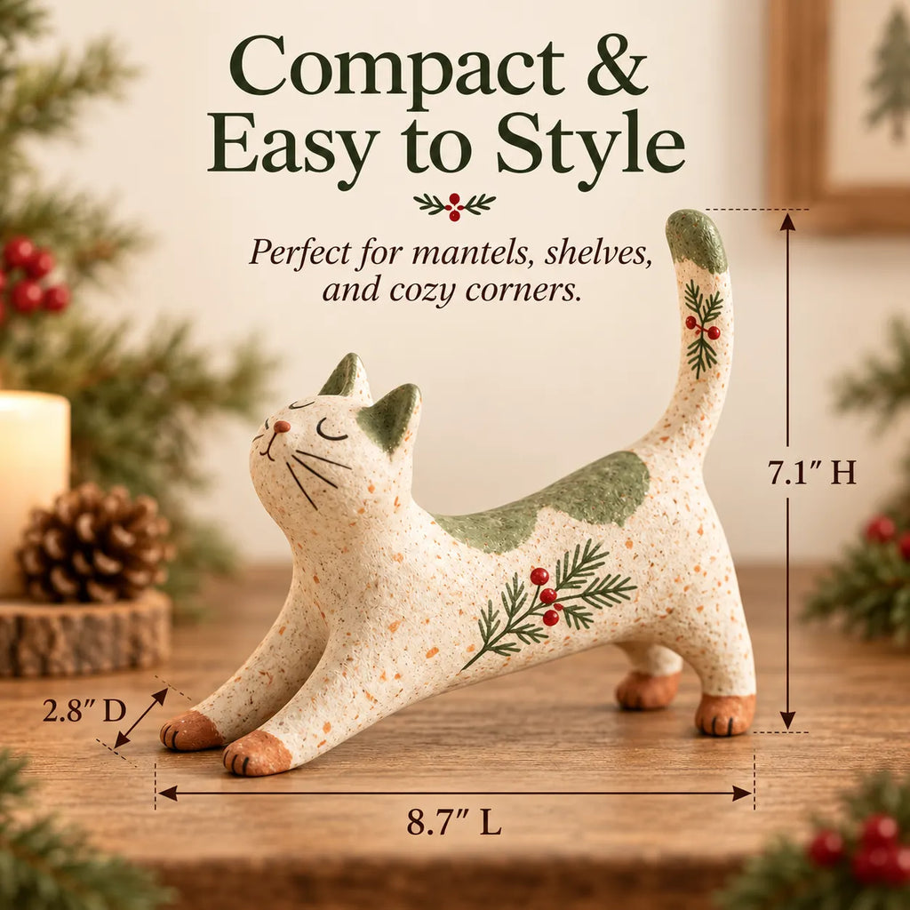 Woodland Christmas Cat Figurine